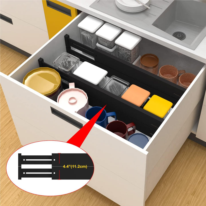 ANTOWIN 10 Pcs Schubladentrenner Verstellbar Bambus, Schubladen organizer, gefedert, Küche, Kommode,