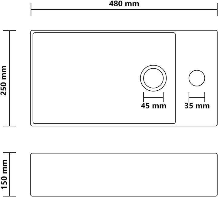 WIFESE Badezimmer-Waschbecken mit Überlauf Keramik Hellgrau 48x25x15 cm Aufsatzwaschbecken Badezimme