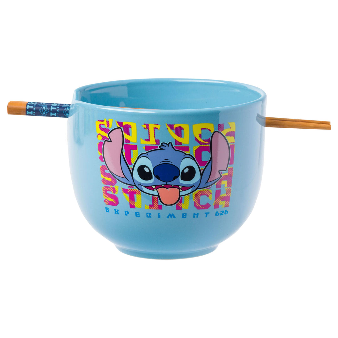 Silver Buffalo Disney Lilo and Stitch Experiment 626 Keramik-Ramen-Nudel-Reisschale mit Essstäbchen,