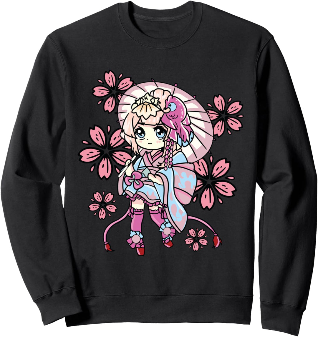 Japanese Geisha Chibi Cute Anime Stuff for Girls Sweatshirt