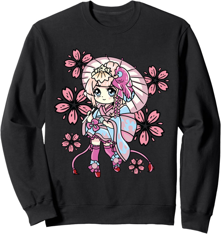 Japanese Geisha Chibi Cute Anime Stuff for Girls Sweatshirt