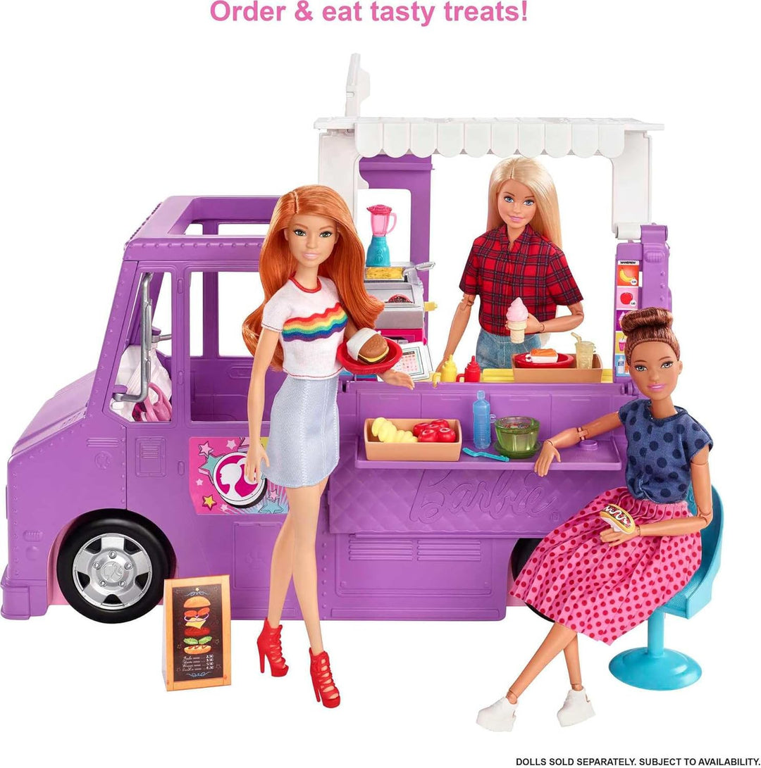 Barbie Fresh 'n' Fun Food Truck, lila Barbie Food Truck mit 30+ Barbie Zubehörteilen, ohne Barbie Pu