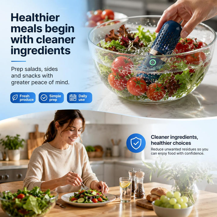 Sonhomay Obst- und Gemüsewaschmaschine Portable USB Wiederaufladbare Obstreinigungsmaschine für Obst