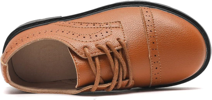 PPXID Jungen Schnürhalbschuhe Schule Uniform Hochzeit Anzugschuhe 22 EU Braun, 22 EU Braun