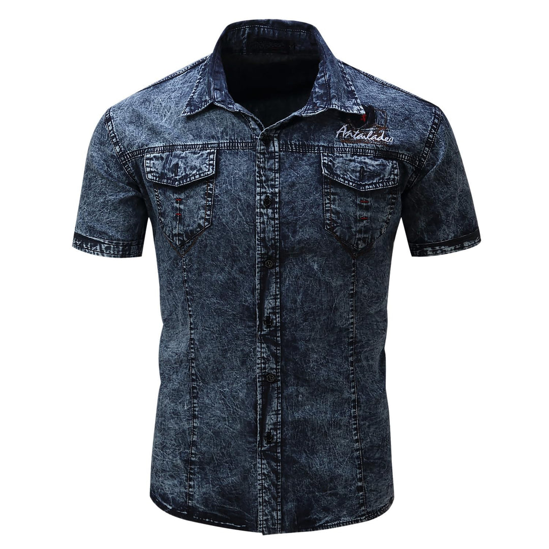 Iris Sprite Herren Hemd Kurzarm Baumwolle Outdoor Freizeithemd für Männer S Navy Blau, S Navy Blau