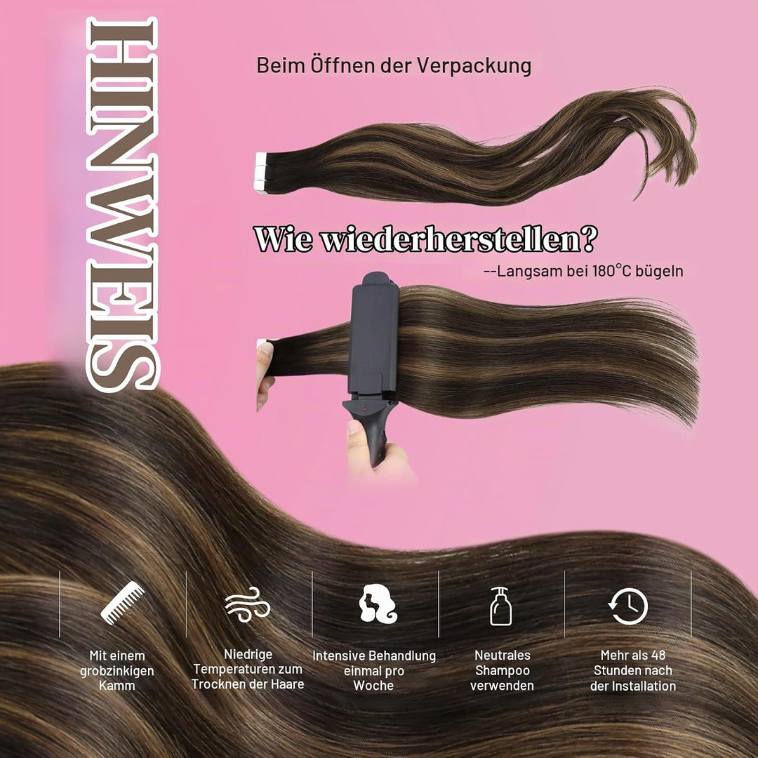Moresoo Tape Extensions Echthaar 30 cm Balayage Remy Menschliches Haar Skin Weft Extensions Tape in
