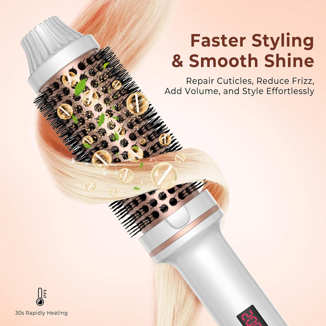 Thermobürste 3 in 1, 38mm Thermal Brush Heated Round Brush,Lockenbürste LCD 120-200℃, Erhöhen Sie da