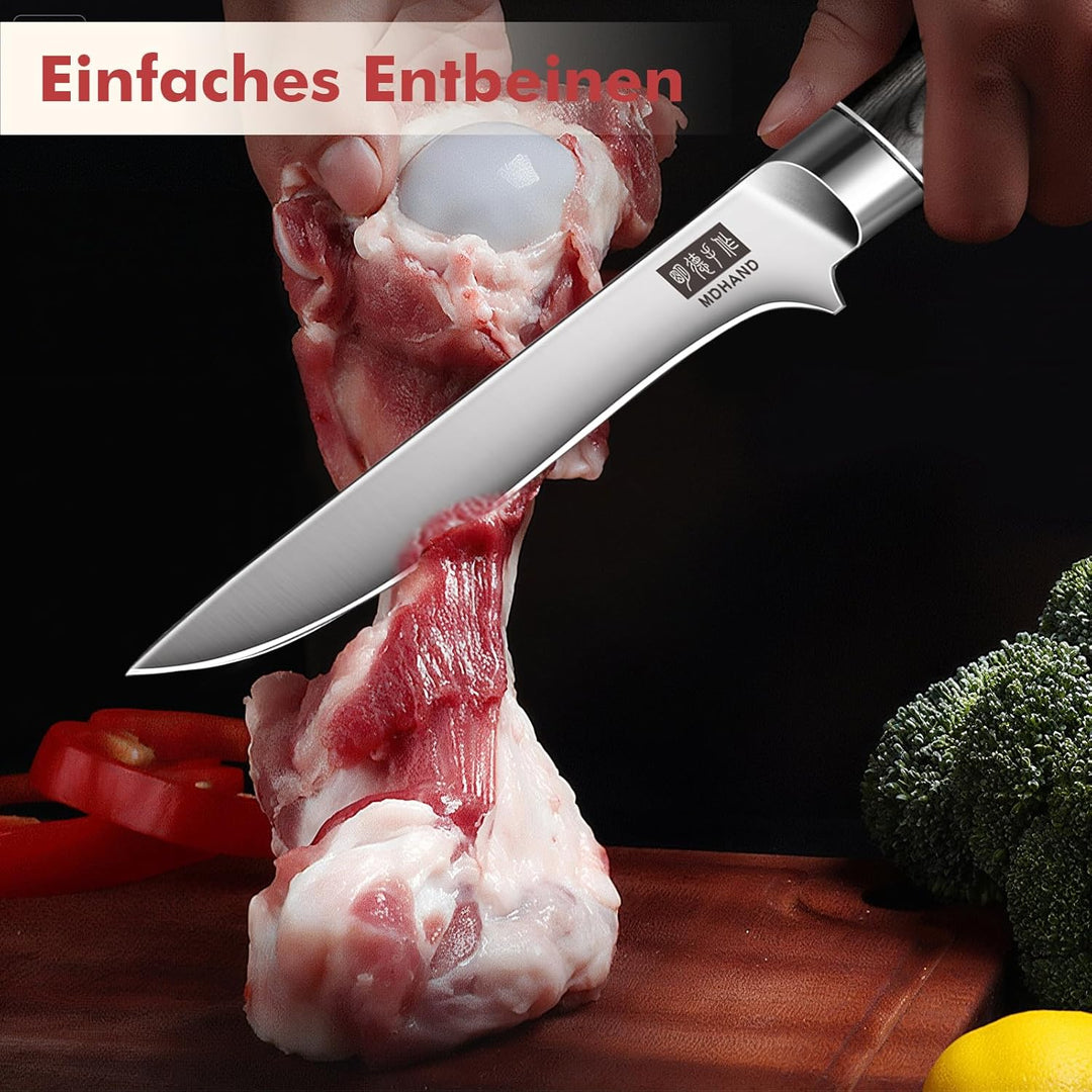 MDHAND 15 cm Filetiermesser scharfe Klinge Küchenmesser aus hochwertigem Edelstahl, Professional Auf