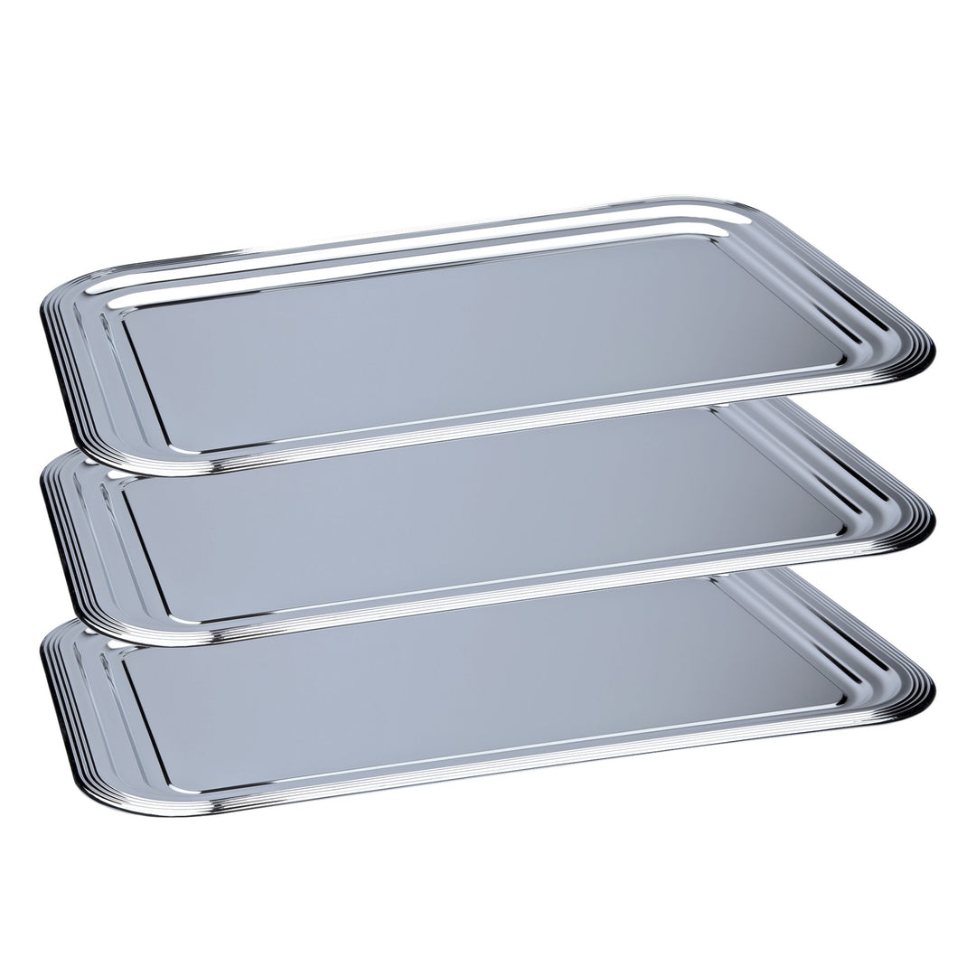 APS 3 x Partyplatte, Servierplatte, Serviertablett, Fischplatte, Obstplatte Metall - 53 cm x 32,5 cm