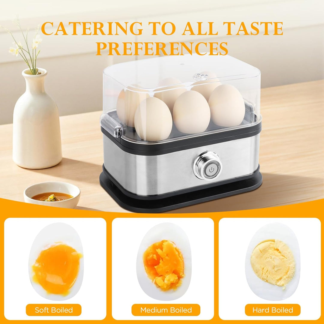 VINATO Eierkocher, bis zu 6 Eier (weich, mittel, hart, pochiert), Familiengrösse Egg Cooker, Leicht