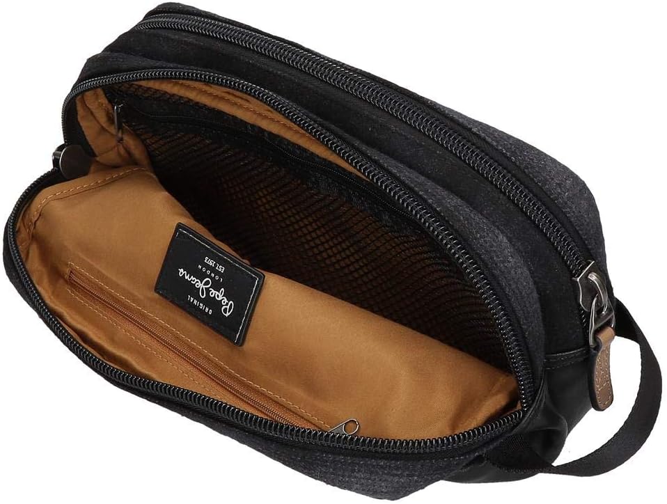 Pepe Jeans Scotch Anpassungsfähiger Vanity Case mit zwei Fächern Schwarz 26x16x12 cms Polyester und