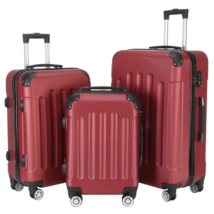 LEADZM Koffer Set 3 Teilig, Reisekoffer Set, Kofferset mit 4 Rollen und Zahlenschloss, Handgepäck, A