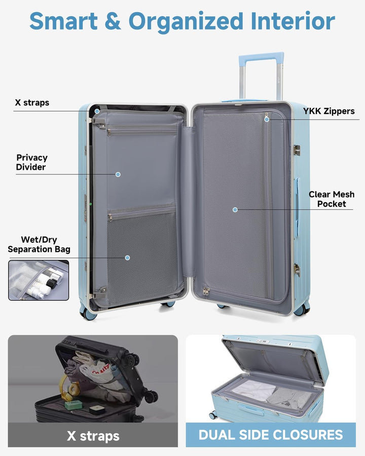 Sea choice Kofferset 2 Teilig Hartschale Trolley Handgepäck mit Laptopfach und Grosse Kapazität 30in