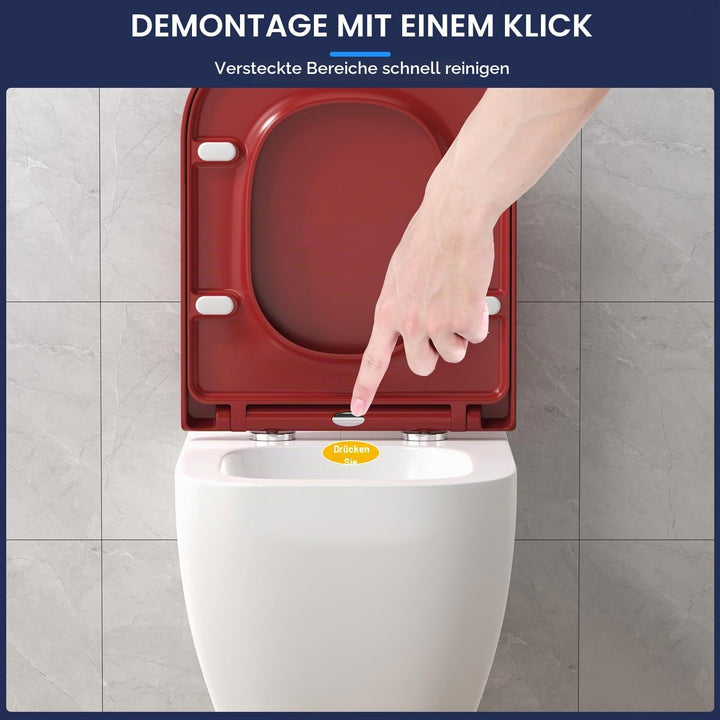 YEAUPE RPO Toilettendeckel mit Absenkautomatik Eckig [KURZ],WC Sitz Quick-Release zur einfachen Rein