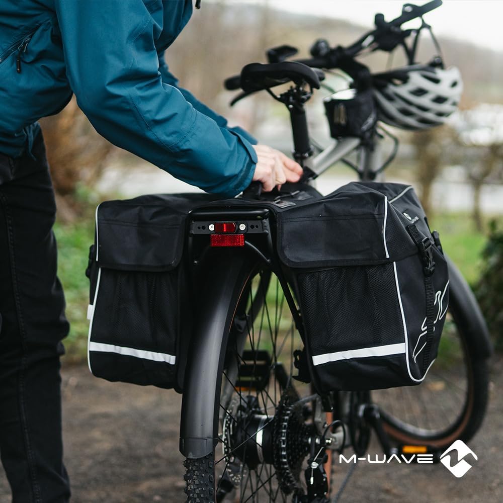 M-Wave Amsterdam Double Gepäckträgertasche, schwarz, 44 x 40 x 5 cm Schwarz einzeln Single, Schwarz