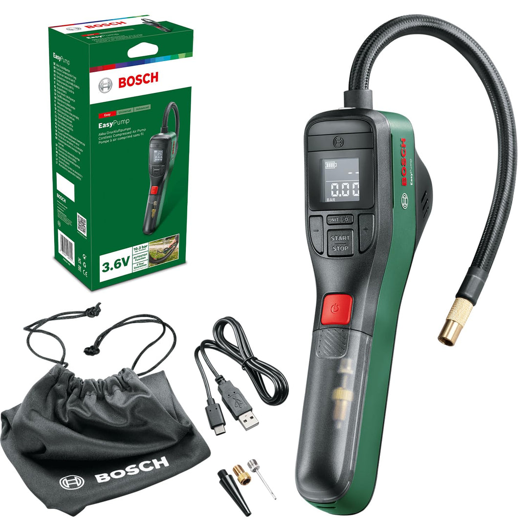 Bosch Home and Garden BOSCH elektrische Fahrradpumpe / Luftpumpe Mini Kompressor EasyPump (3,0 Ah Ak