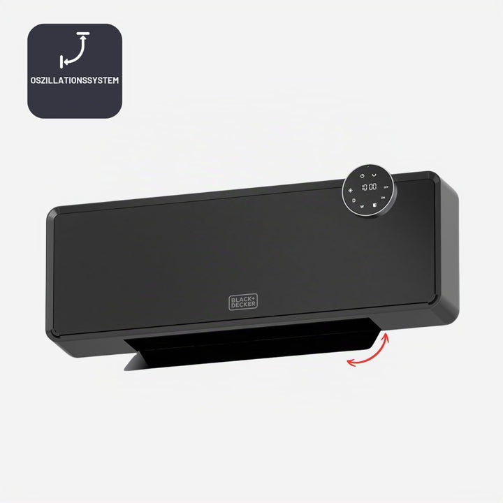Black+Decker – Keramikheizer BXWSH2001E | 2000W | Einstellbares Thermostat | 24h-Timer | Fernbedienu