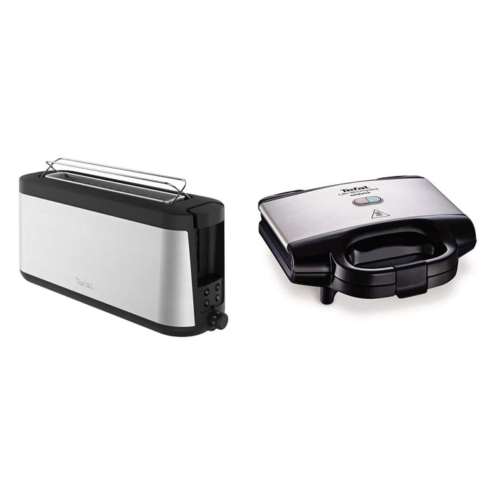 Tefal Element TL4308 Toaster, 7 Bräunungsstufen (1000 Watt) silber/schwarz & Ultracompact Sandwichma