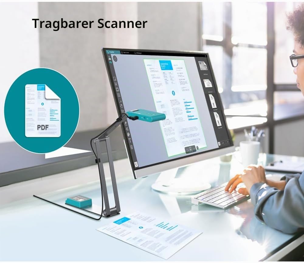 Iriscan Visualizer Webcam Dokumentenkamera v7: 4K UltraHD-13MP, 4-in-1, Visualisierer, A3-Scanner, d