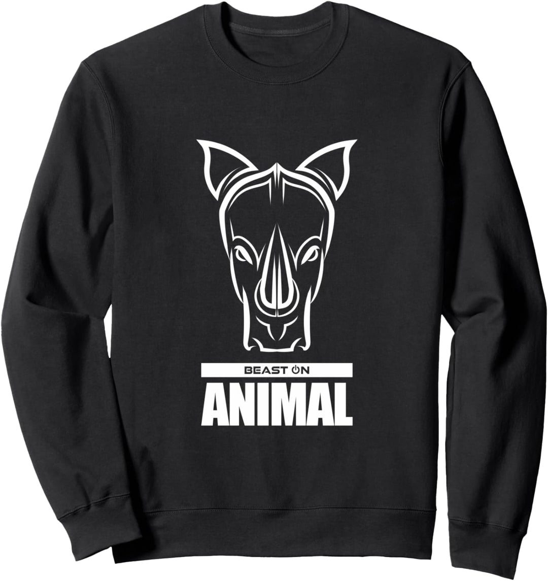 Gym Rhino Kopf Tier Animal Gains Workout Fitness Training Sweatshirt