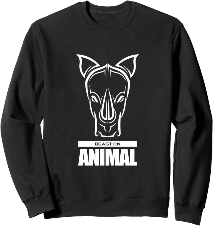 Gym Rhino Kopf Tier Animal Gains Workout Fitness Training Sweatshirt