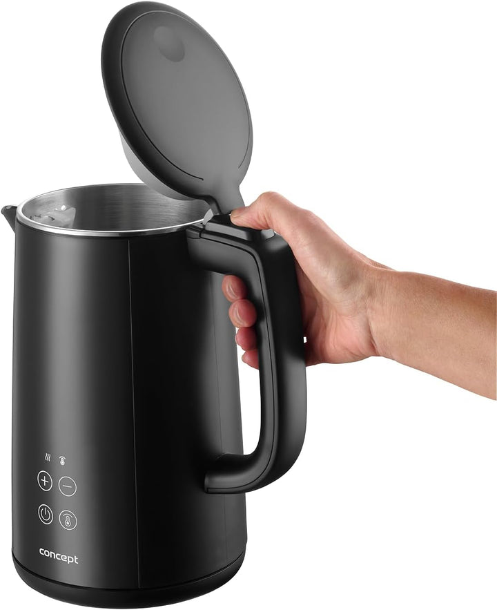 Concept RK3360 Digitaler Edelstahl-Wasserkocher mit Temperaturregelung 1,5 l, Schwarz 1.5 Liter Schw