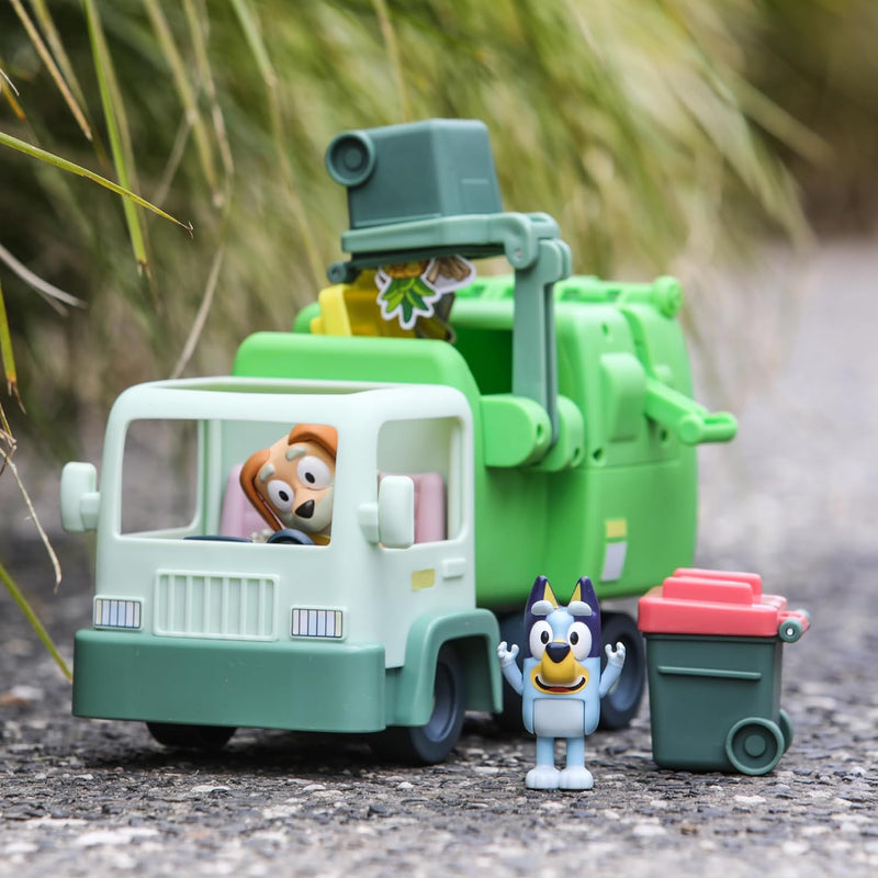 Bluey - Müllwagen, Spielzeug-LKW Zeichnung Serie, Welpen Figur und Zubehör, Lernspiel über Recycling