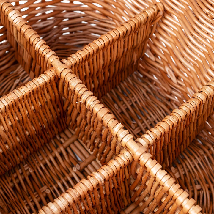Creative Home Weidenkorb mit Henkel | Flaschenkorb 6 Flaschen | 40 x 31 x 38 cm (+/- 2 cm) | Grosser