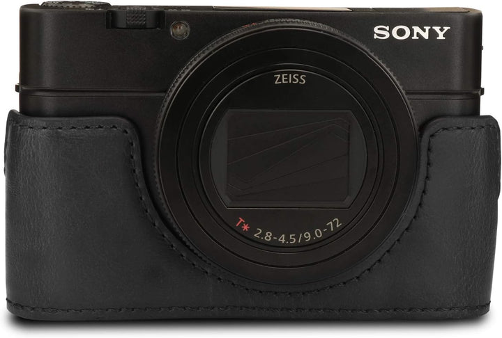 MegaGear MG1730 Ever Ready Leder Kameratasche mit Trageriemen kompatibel mit Sony Cyber-Shot DSC-RX1