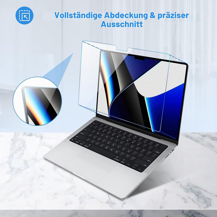 ProCase 2 Stück Schutzfolie für MacBook Pro 14.2" 2024 (M4) A3112/A3185/A3401, 9H Gehärtetes Glas fü