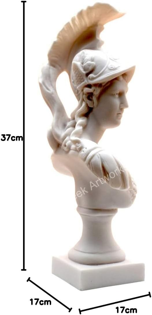 Athena Minerva Büste Kopf griechische römische Göttin gegossene Marmor-Skulptur 37 cm