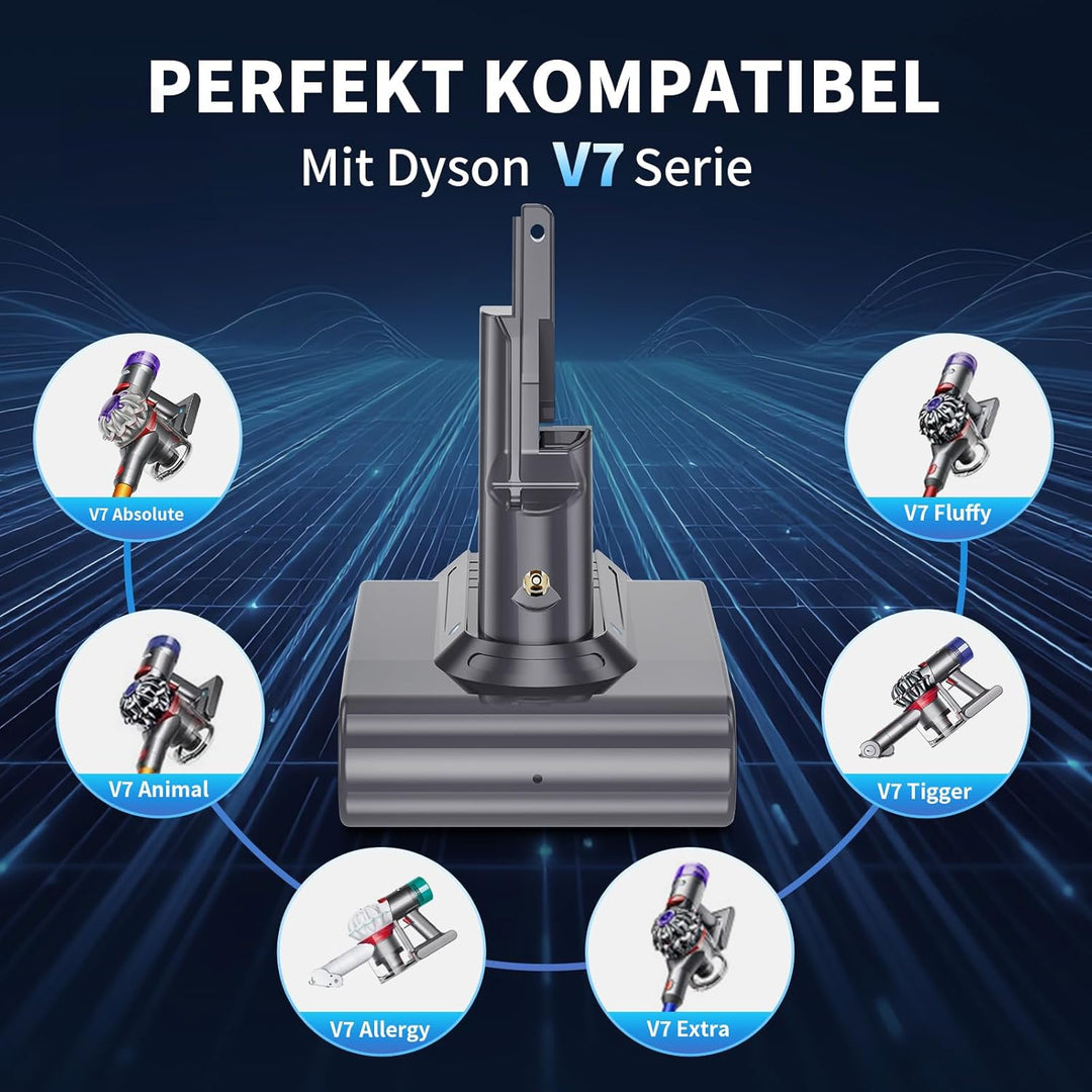 8000mAh für Dyson V7 Akku, Ersatzakku für Dyson SV11(2 Filter) V7-8.0, V7-8.0