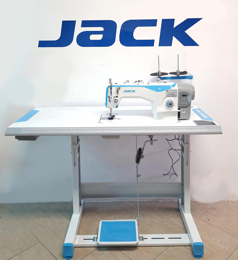 Konsew JACK A2 Industrienähmaschine mit automatischem Fadenabschneider aus Metall, Weiss, Blau