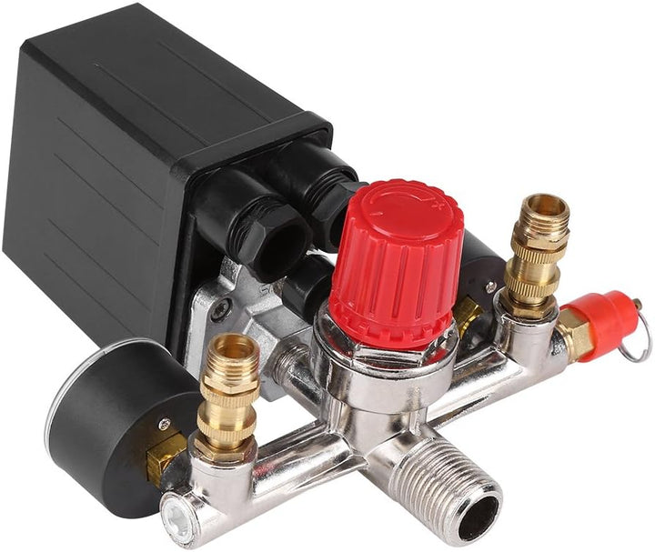 90-120 PSI Luftkompressor Druckregelschalter Ventilregler mit Doppelmessgeräten