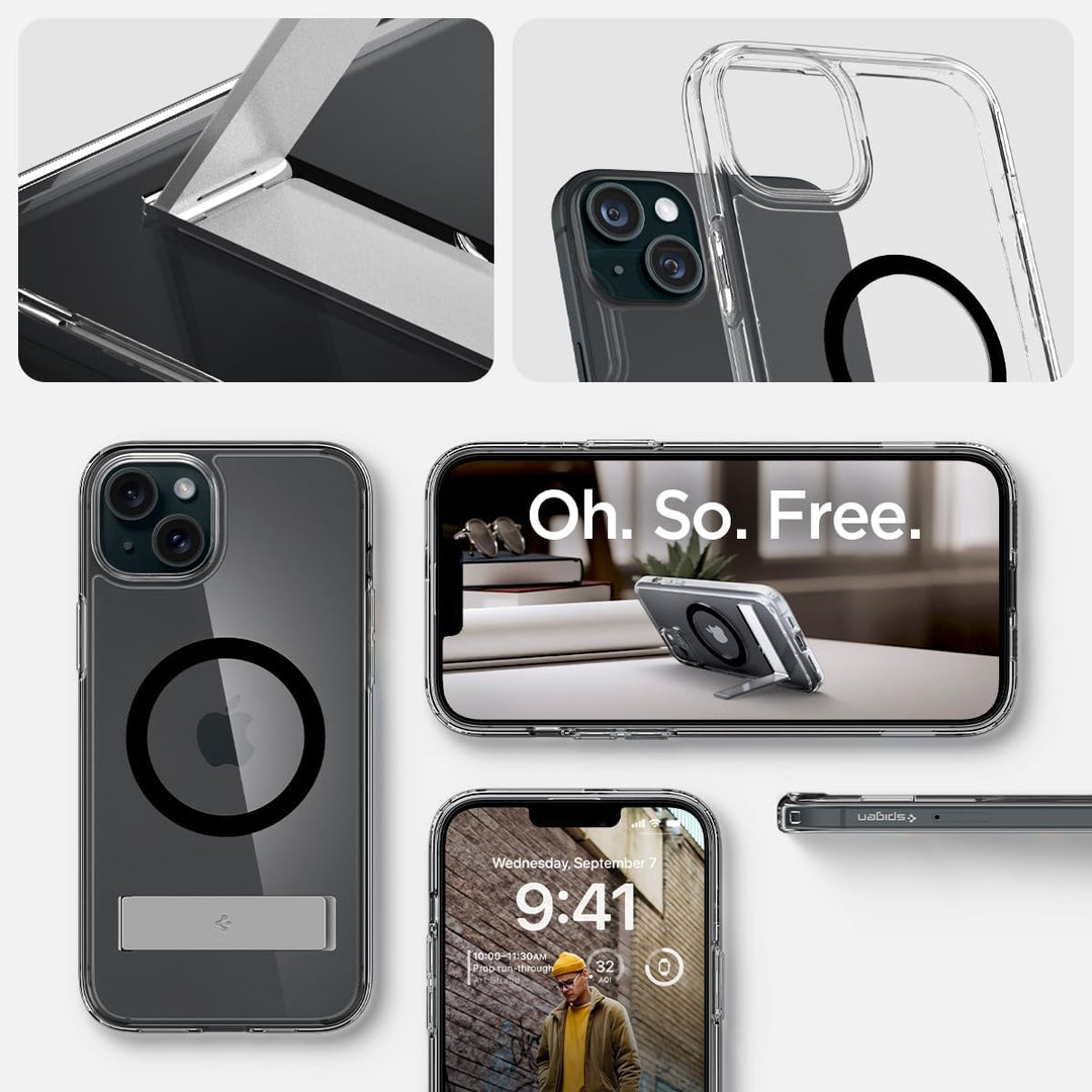 Spigen für iPhone 15 Plus Ultra Hybrid S MagFit All-in-One Hülle mit Ständer Kompatibel mit MagSafe