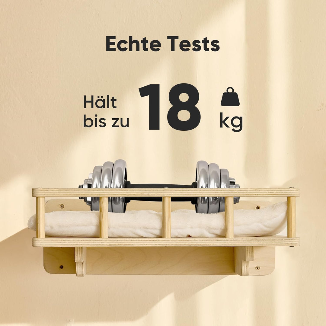 FUKUMARU Kletterwand Katzen-Set, 4 in 1 stabiles Wandmöbel aus mehrschichtigem Holz mit Hängematte,