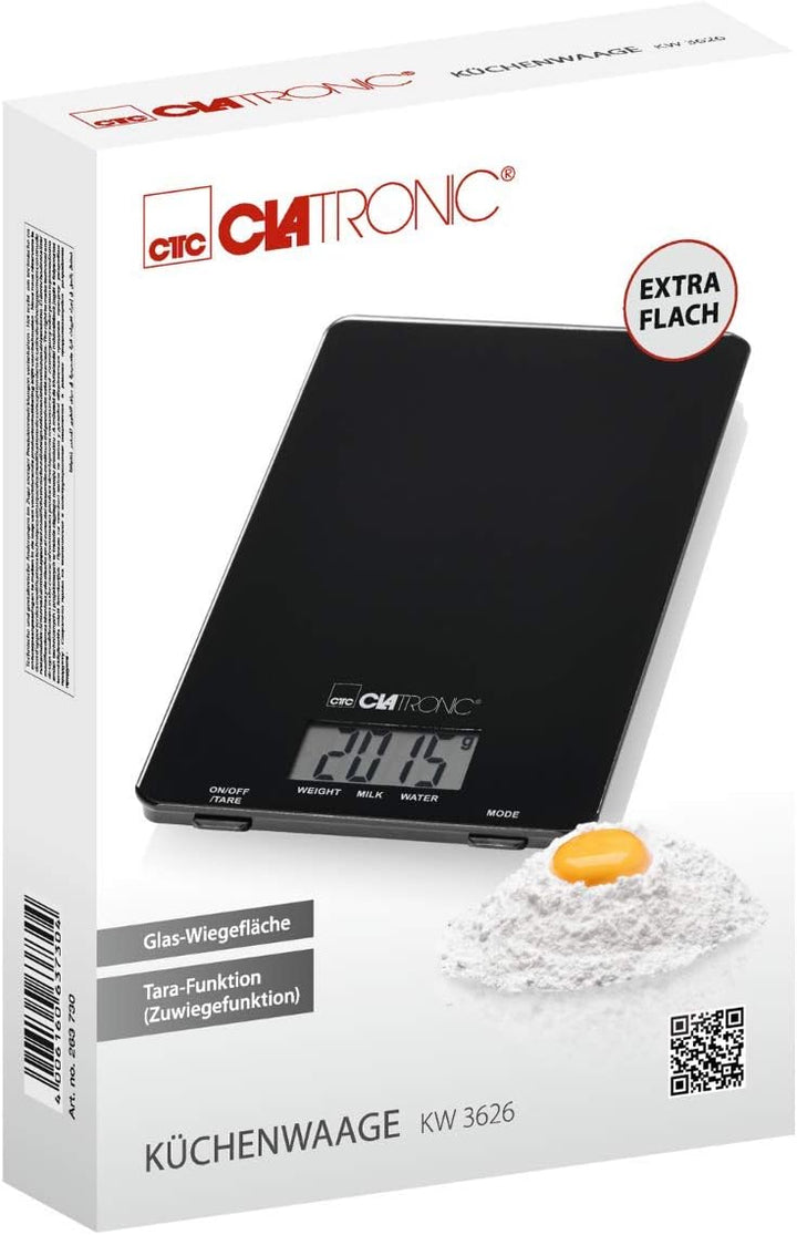 Clatronic Küchenwaage | Messbereich bis zu 5000 g | 1 g-Schritte | Tara-Funktion | Backen | Kochen |