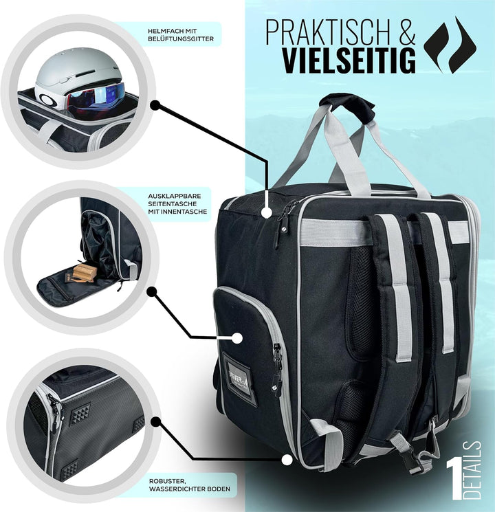 Driver13 Skischuhrucksack mit Helmfach Ideal für Deine Skischuhe mit Helmfach für Hart + Snowboard B