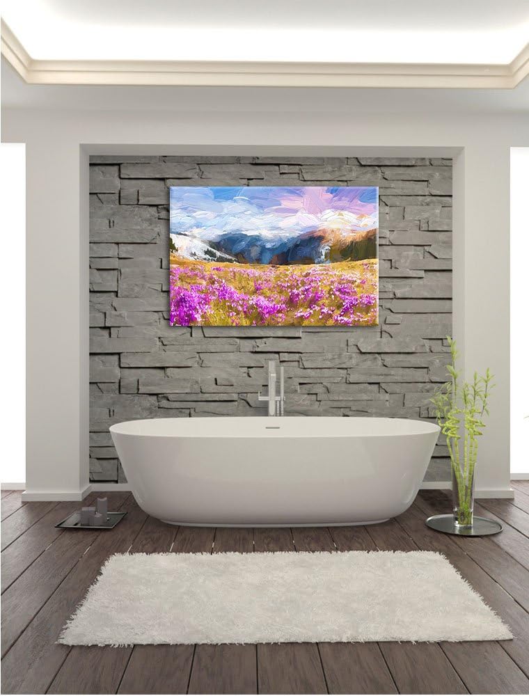 Pixxprint Schneebedeckte BerglandschaftKunst Pinsel Effekt, Format: 100x70 auf Leinwand, 100x70