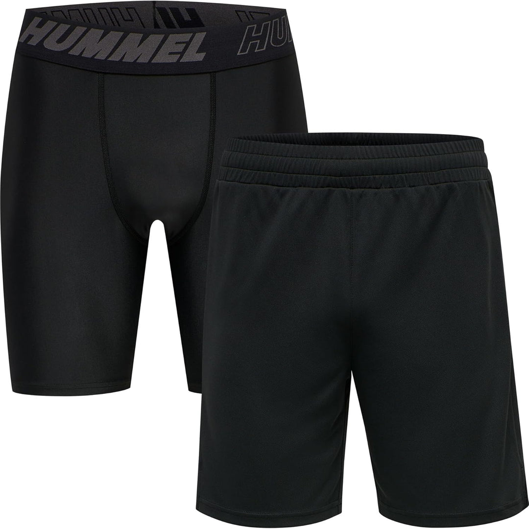 hummel Hmlte Topaz 2-Pack Shorts Set Herren Training Mit Beecool Technologie S Black/Black, S Black/