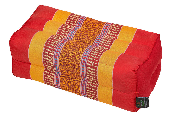 Kissen Block 35x15x10 mit Füllung aus Kapok. Perfekt für Meditation, Yoga und Entspannung Rot-bunt,