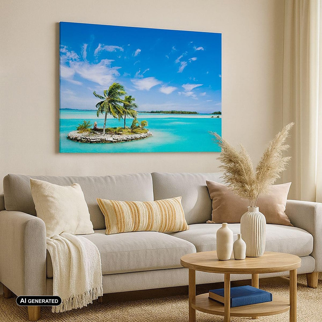 Bilder auf Leinwand 100x70cm Leinwandbild Tahiti Insel Bora entspannend Gross Wanddeko Bild Schlafzi