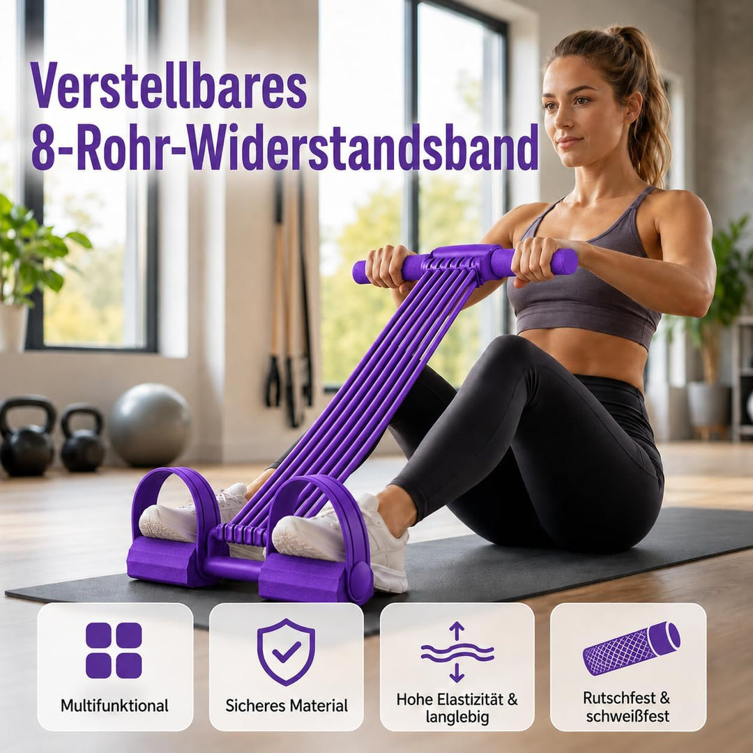 8 Tube Fitnessbänder Mit Griff &amp; Pedal, Upgrade 3-In-1 Multifunktionales Zugseil, Elastischer Widers