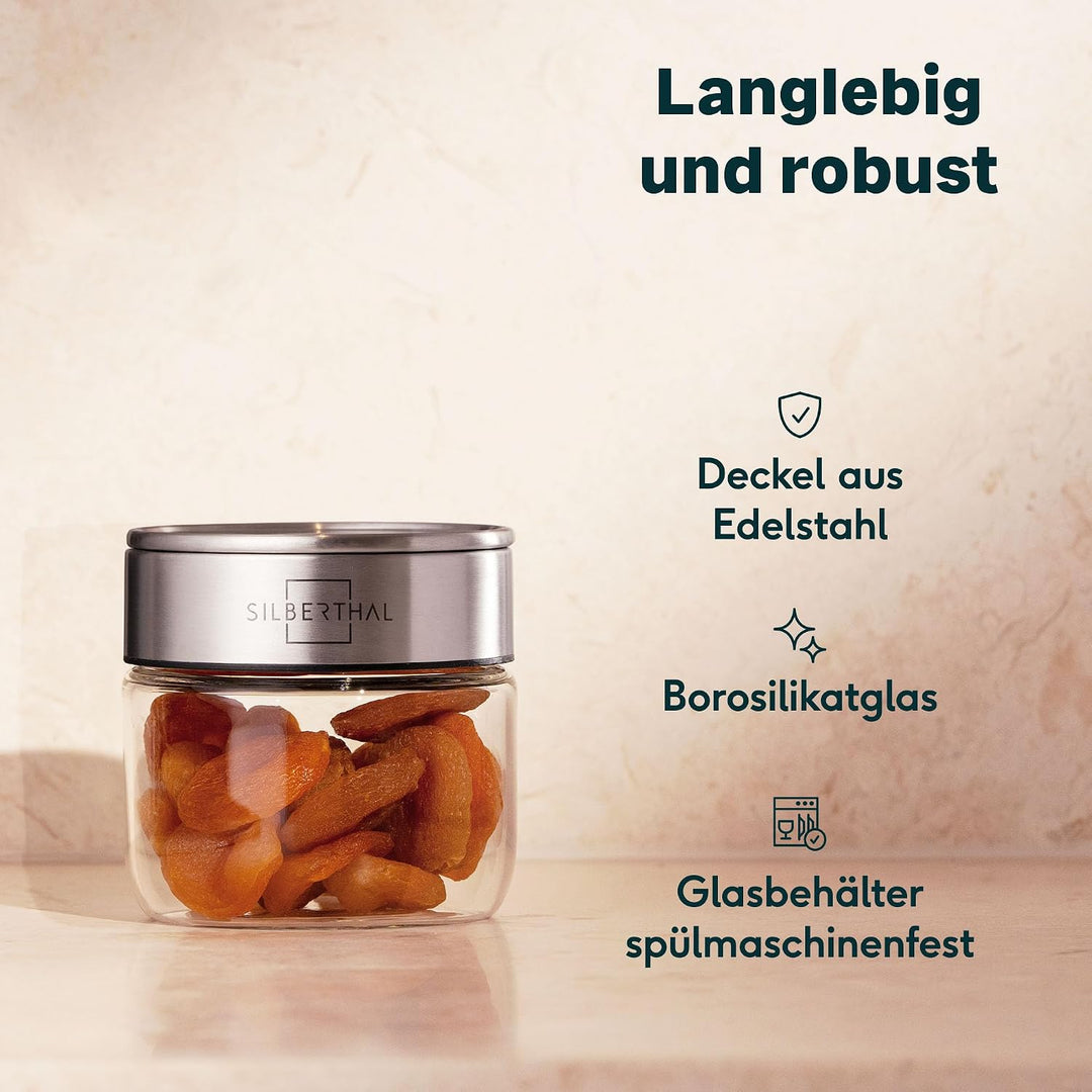 SILBERTHAL Vorratsdosen Glas mit Deckel 400 ml - Vorratsgläser für luftdichte &amp; auslaufsichere Aufbe