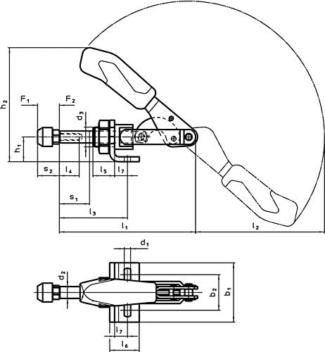 HALDER 23330.2001 Schubstangenspanner, Nenngrösse=1, Blau/Schwarz Nenngrösse=1 Blau / Schwarz, Nenng