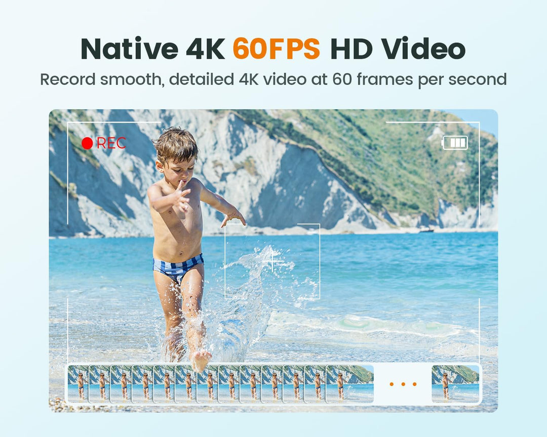 4K60FPS Action Cam Touchscreen, 40M Unterwasserkamera mit 64G SD-Karte, WiFi Sportkamera mit 8X Zoom