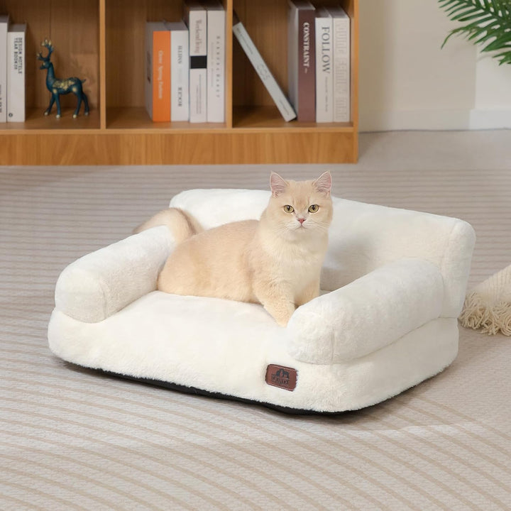 Hollypet Katzenbett Kleines Hundebett, Flauschiges Plüsch Katzensofa für Katzen und Welpen, Weiches