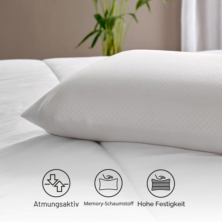 Pikolin Home - Ergonomisches viskoelastisches Kissen mit doppeltem, anpassbarem Bezug mit Memory-Foa