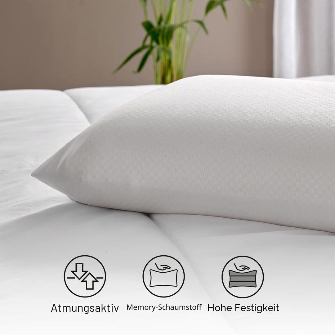 Pikolin Home - Ergonomisches viskoelastisches Kissen mit doppeltem, anpassbarem Bezug mit Memory-Foa