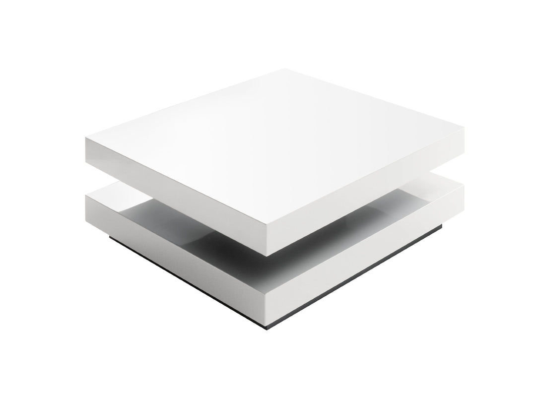 Robas Lund Couchtisch Wohnzimmertisch Weiss Hochglanz drehbar 360°, Hugo BxHxT 75 x 30 x 75 cm